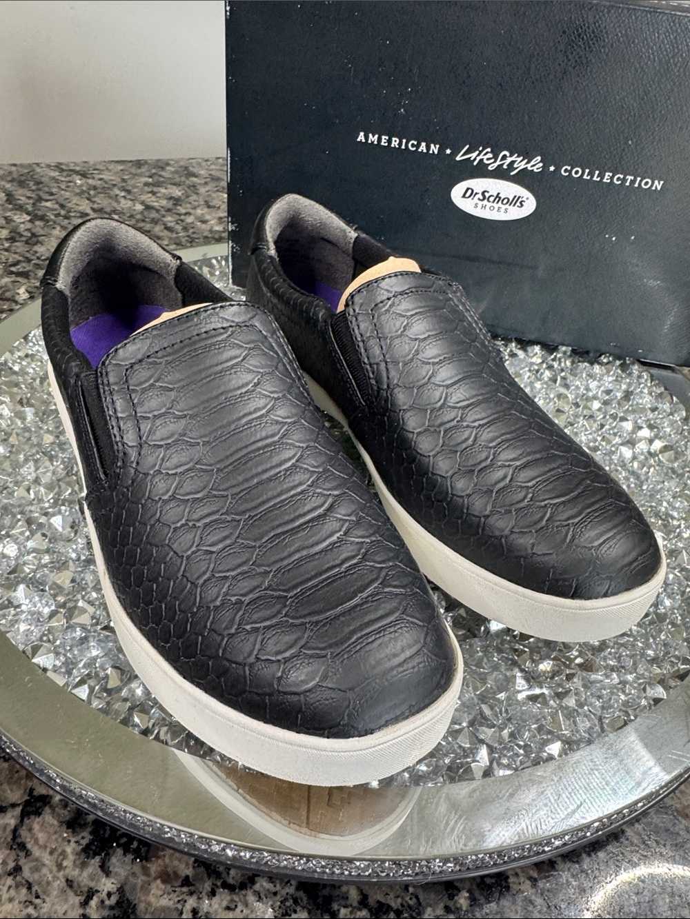 Dr. Scholl's Black Slip-On Loafers with White Sole